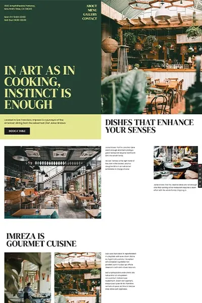Ukázka moderního a responzivního designu šablony pro restaurační weby s názvem "Moderní Restaurace".