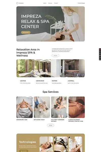 Elegantní a moderní WordPress šablona SPA Salon pro tvorbu webu salonu krásy.