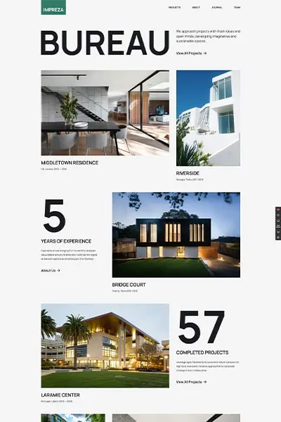 Wordpress šablona Ateliér Architektů - ukázka moderního designu pro architektonické studio