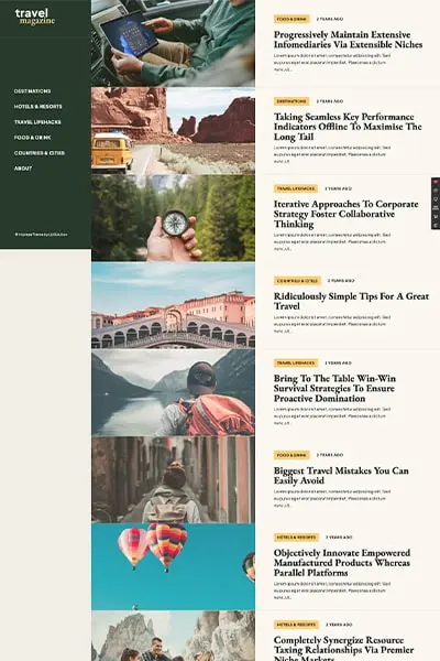 WordPress šablona Cestovatelský Časopis pro tvorbu cestovatelských webových stránek a blogů