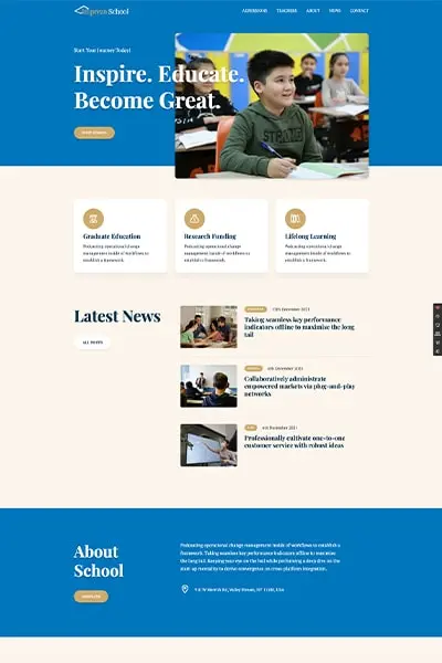Wordpress šablona Škola pro moderní vzdělávací weby
